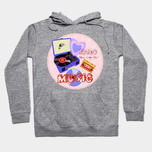 music, radio, music is my life Hoodie